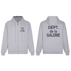 Gallery Dept. "Dépt. de la Galerie" Zip Hoodie – Grey French Print, Oversized Fit