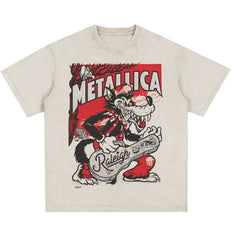 Metallica "Raleigh" Cartoon Wolf Graphic T-Shirt