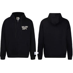 Gallery Dept Solid Black White Logo Full Zip Up Hoodie