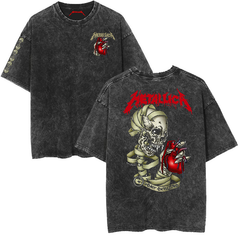 Metallica Anatomical Skull and Heart Vintage-Wash Graphic T-Shirt