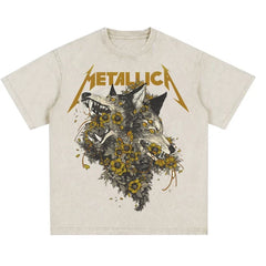Metallica Floral Wolf Graphic T-Shirt