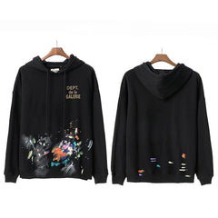 Gallery Dept Paint Splatter Black Hoodie