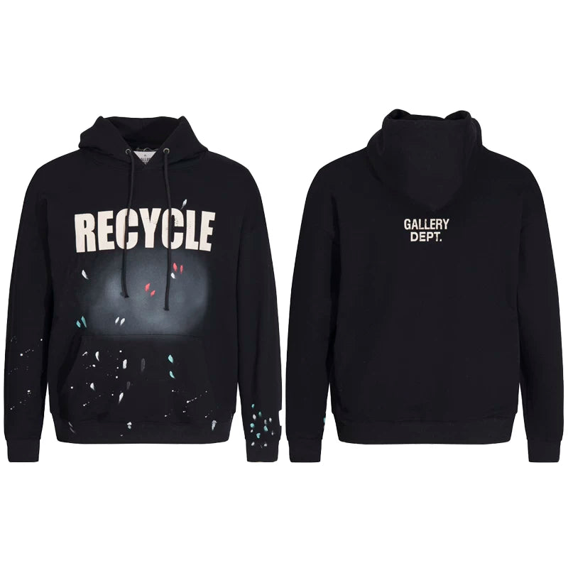 Gallery Dept RECYCLE Print Black Hoodie