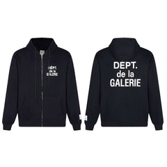 Gallery Dept. "Dépt. de la Galerie" Zip Hoodie – White French Print, Oversized Fit