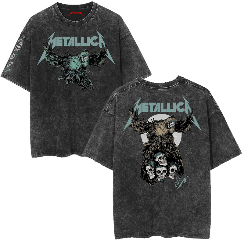 Metallica Eagle and Skulls Vintage-Wash Graphic T-Shirt