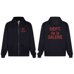 Gallery Dept. "Dépt. de la Galerie" Zip Hoodie – Red French Print, Oversized Fit