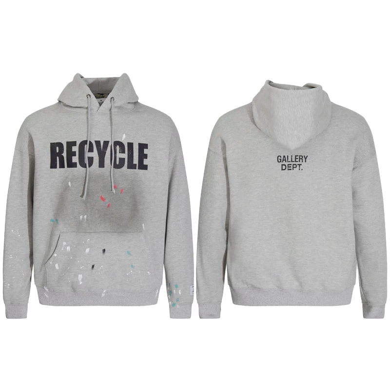 Gallery Dept RECYCLE Print Grey Hoodie