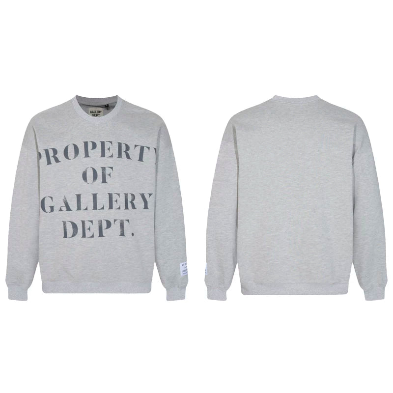 Gallery Dept. Heather Grey Crewneck – “Property Of” Stacked Print