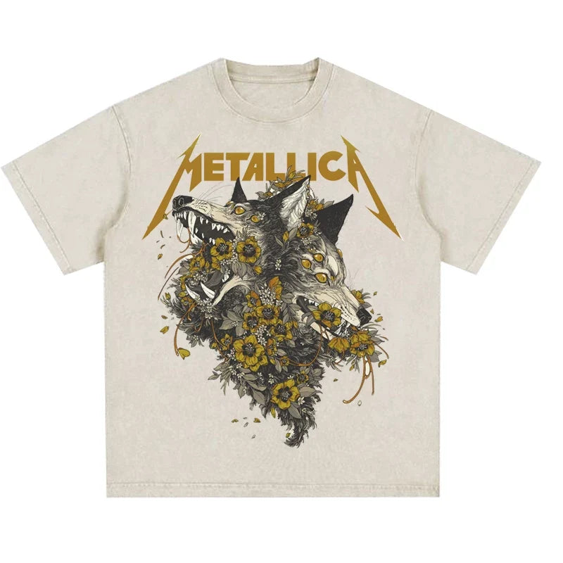 Metallica Floral Wolf Graphic T-Shirt