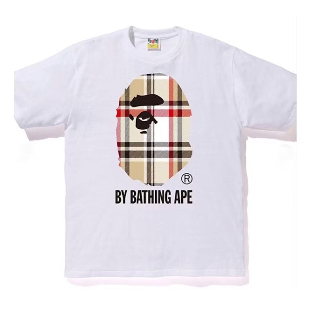 BAPE A Bathing Ape Check by Bathing Tee White/Beige