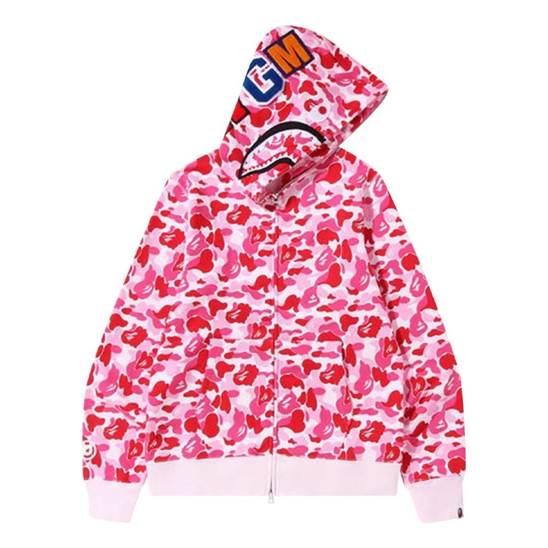 BAPE ABC Camo Shark Full Zip Hoodie 'Pink'