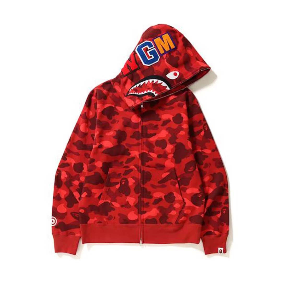 BAPE Color Camo Shark Full Zip Hoodie Red