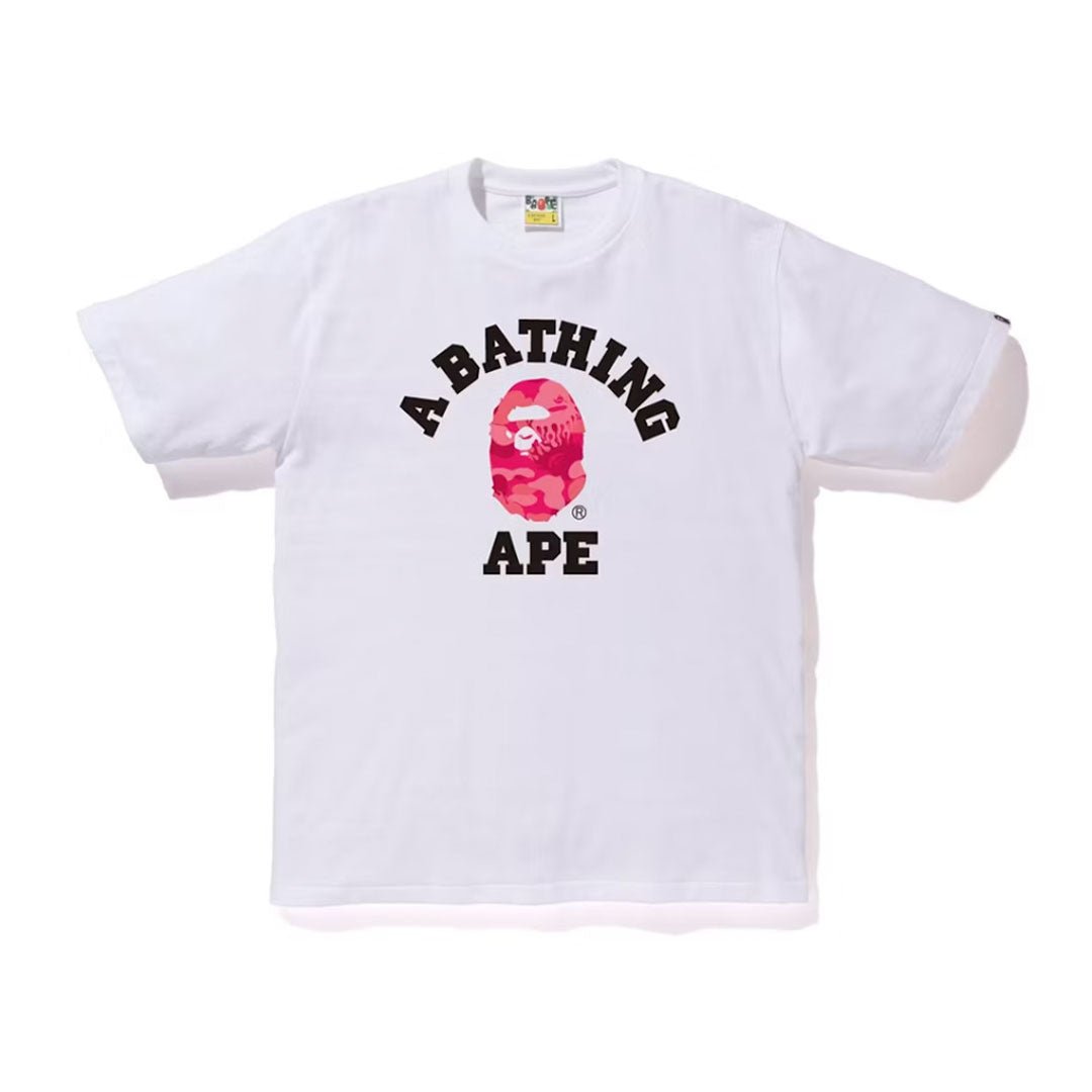 BAPE Fire Camo College Tee White/Pink