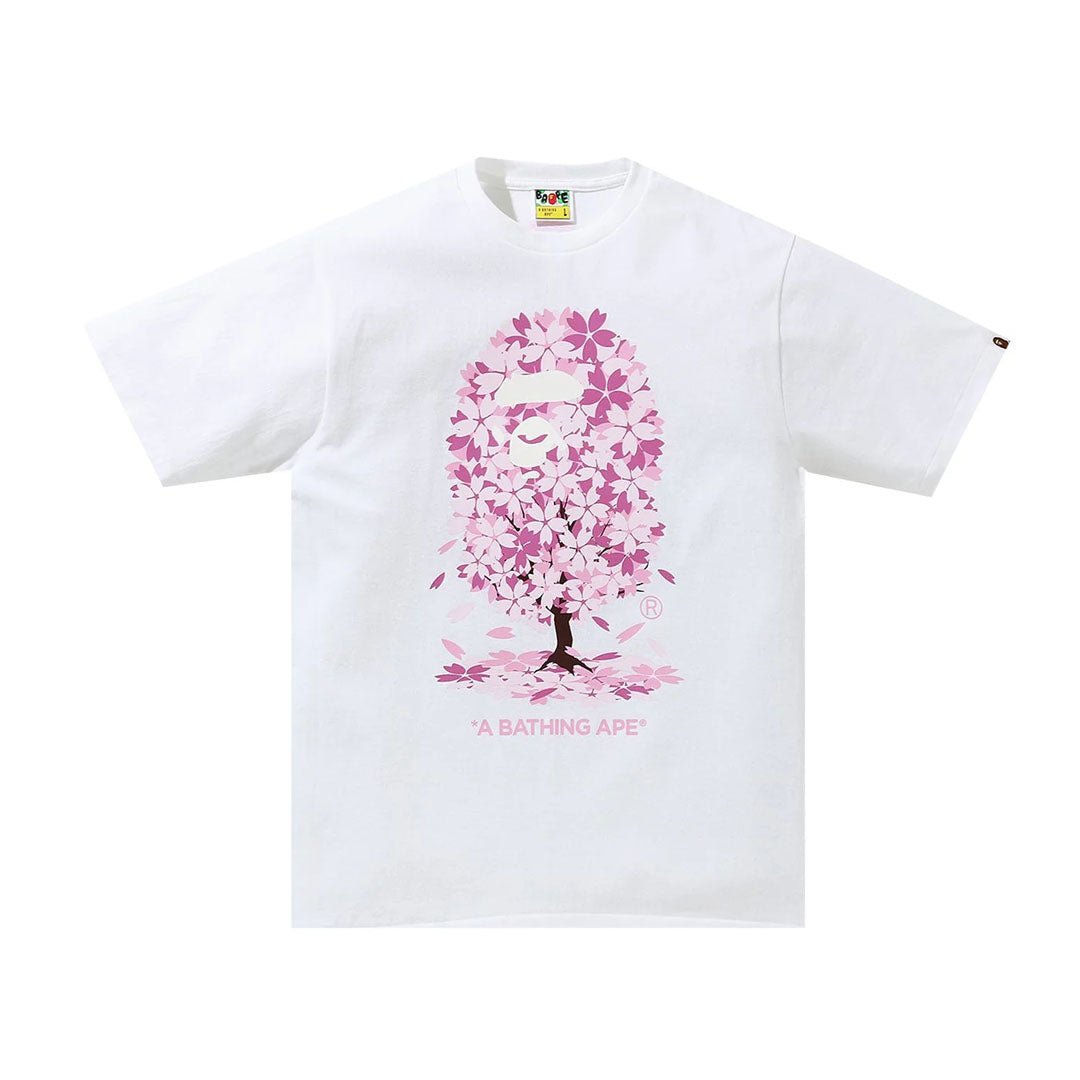 BAPE Pink Floral Ape head White Tee