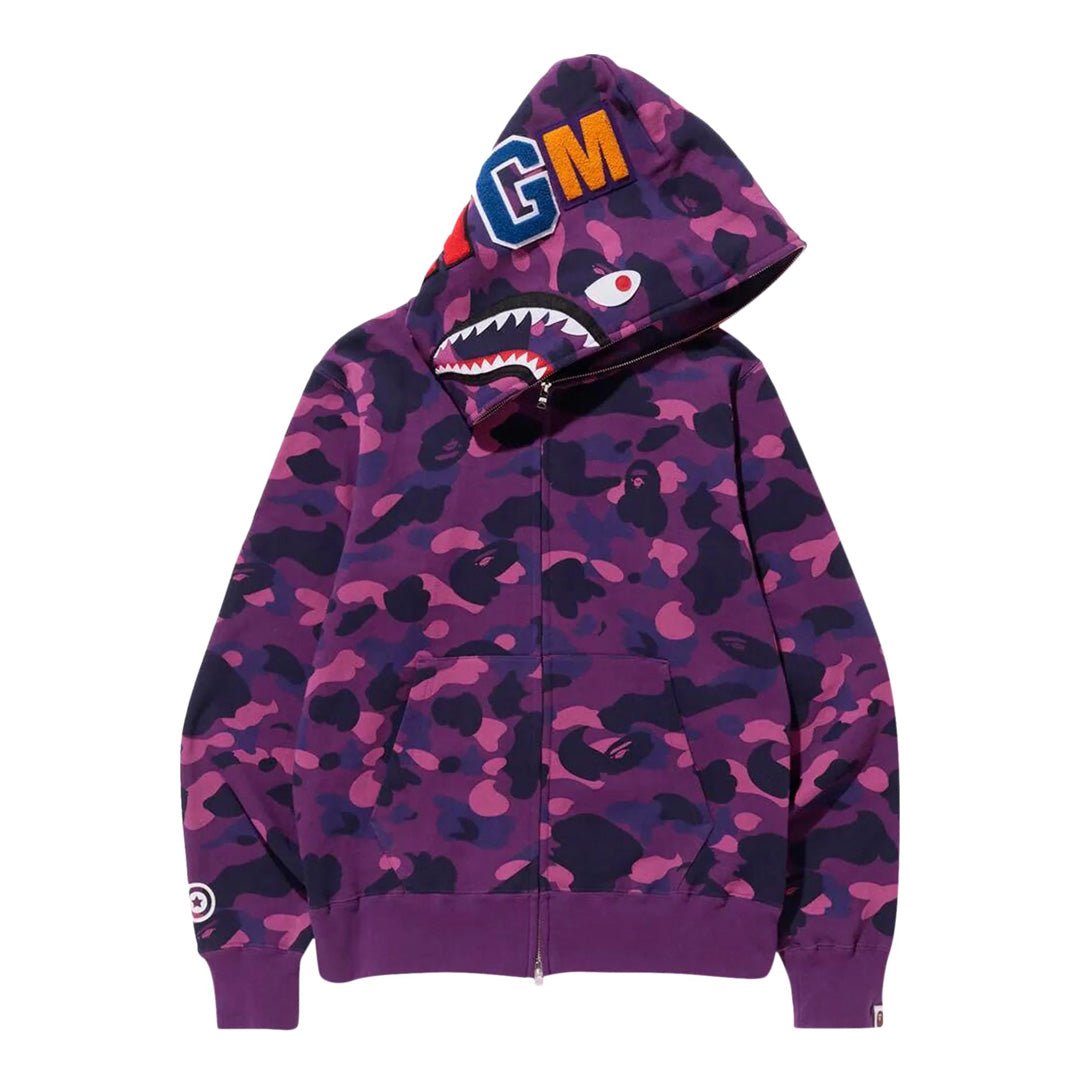 BAPE Purple Camo Tiger Shark Wide Full Zip Hoodie (SS22)