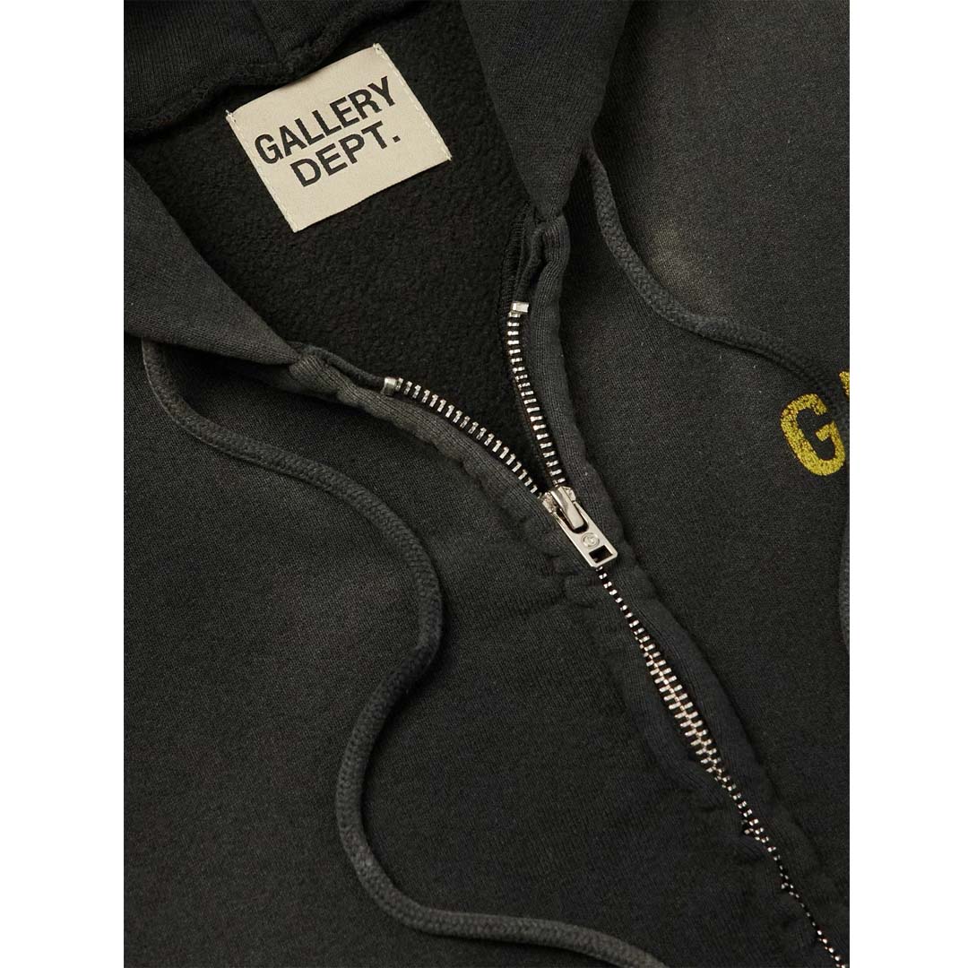 Gallery Dept. Sun Faded Zip Up Hoodie Black