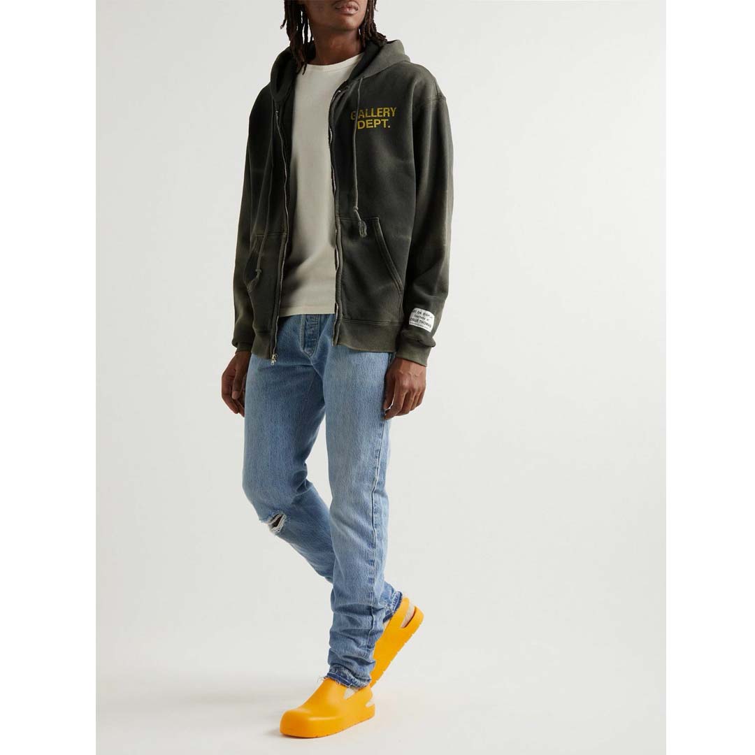 Gallery Dept. Sun Faded Zip Up Hoodie Black