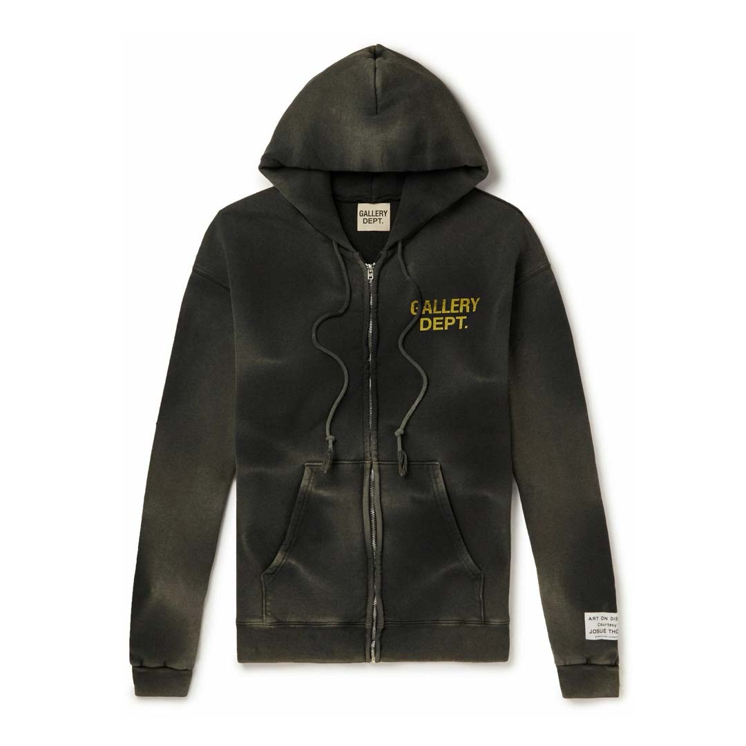 Gallery Dept. Sun Faded Zip Up Hoodie Black